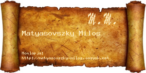 Matyasovszky Milos névjegykártya